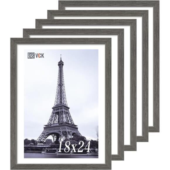 New 18x24 Frame Set of 5 Gray Solid Wood Poster Picture Frame Exclusive Wood